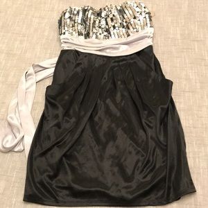 Deb Homecoming Sequin Dress Black/Silver Juniors 7
